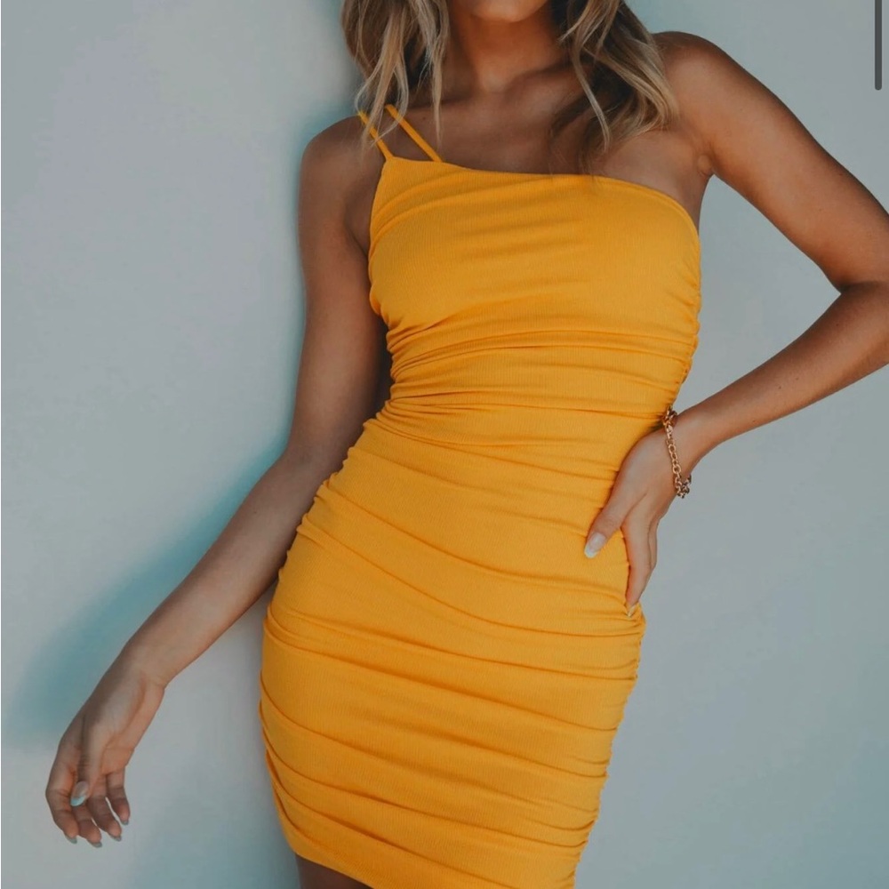 Princess Polly Orange Yellow One Shoulder Dress